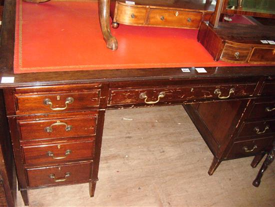 Large early 20th century mahogany pedestal desk